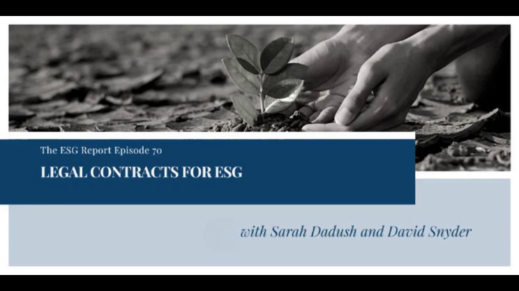 The ESG Report - Legal Contracts for ESG with Sarah Dadush and David Snyder | Thomas Fox - Compliance Evangelist - Vimarsana News