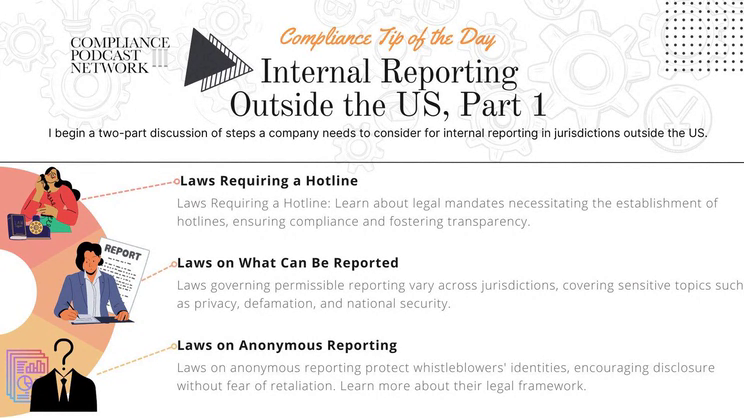 Compliance Tip of the Day: Internal Reporting Outside The US, Part 1